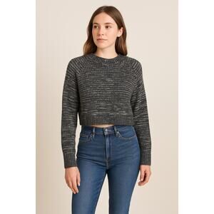 Abound Women’s Size S Black White Textured Knit Cropped Sweater NWT